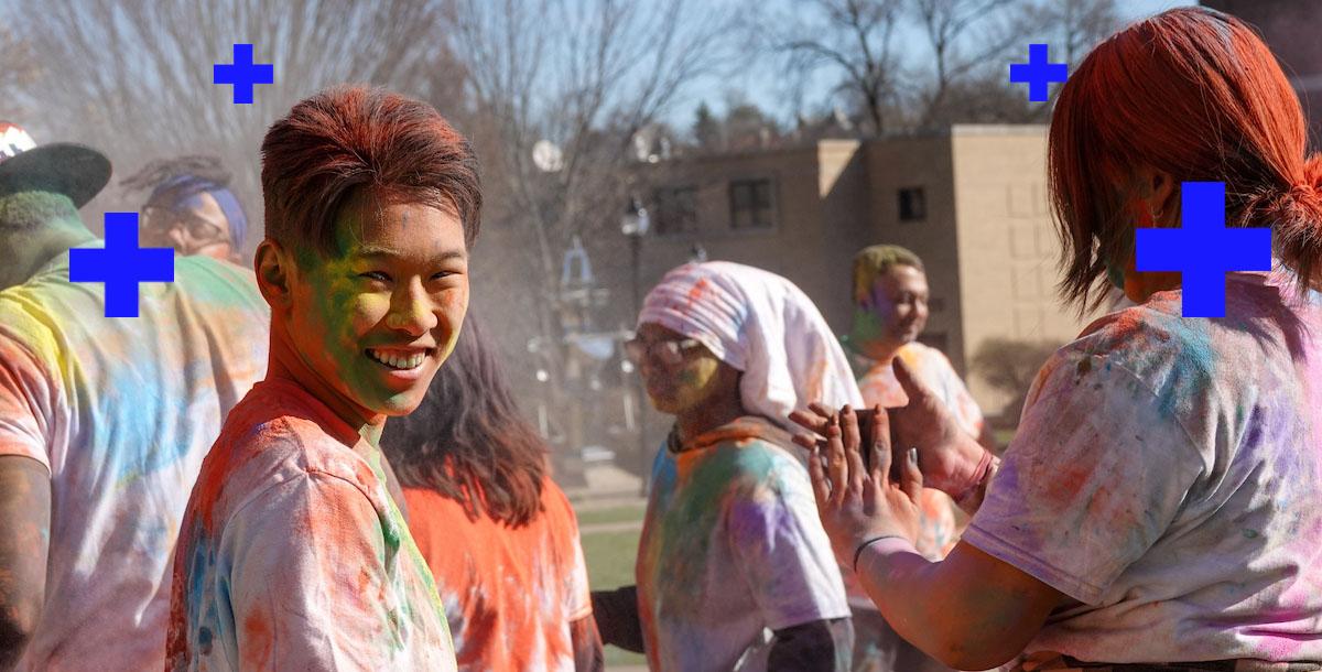 Students in colorful paint